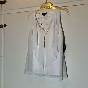 Thalia Sodi White Ruffle Tank Top